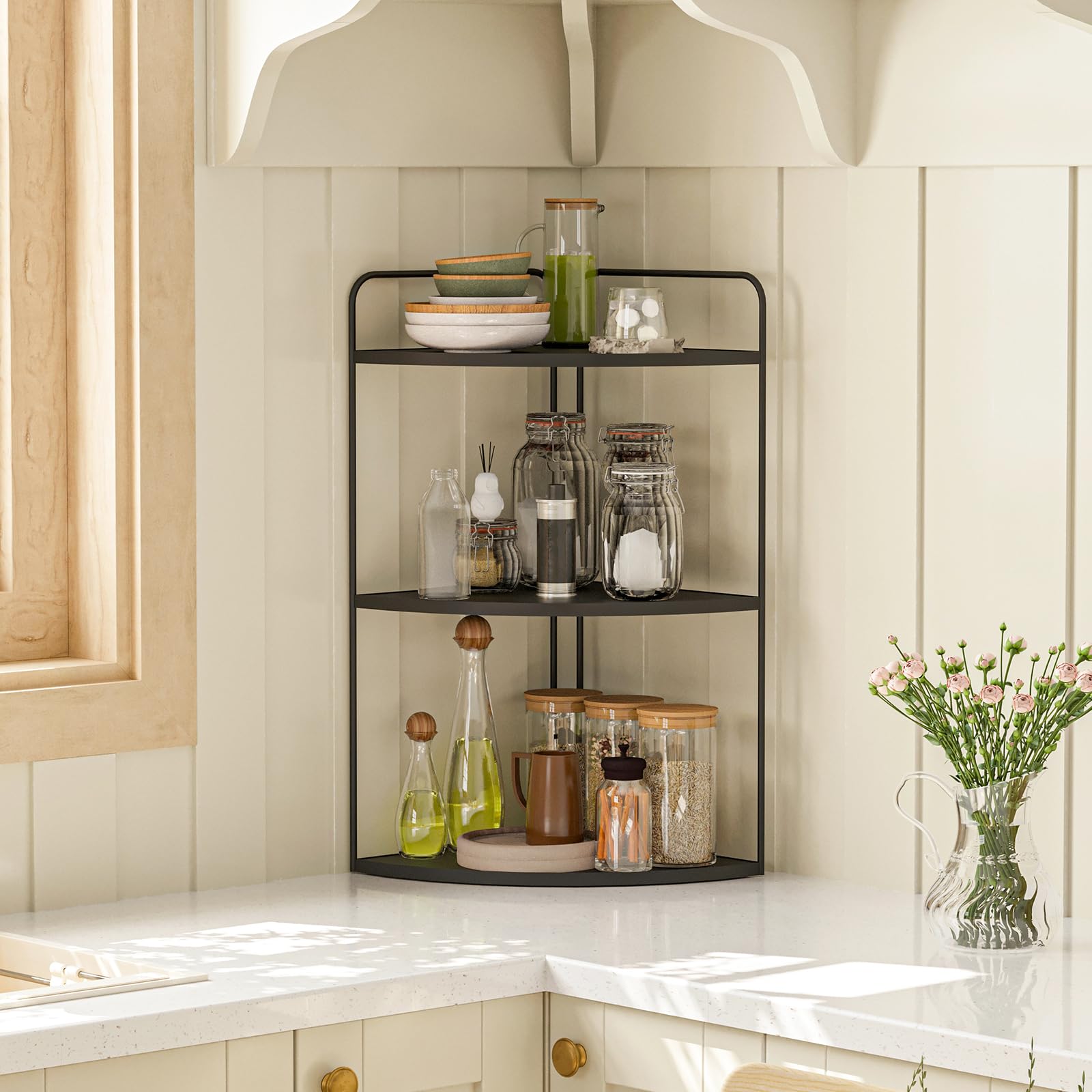 Forest Angle organizer in bathroom setting improving counter organization and look