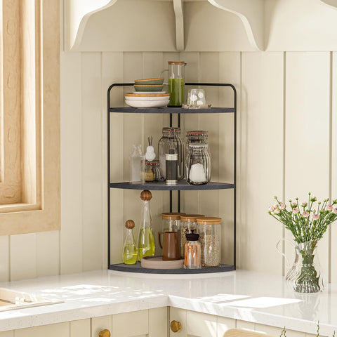 Forest Angle organizer stocked with skincare and makeup for quick-access morning routine efficiency