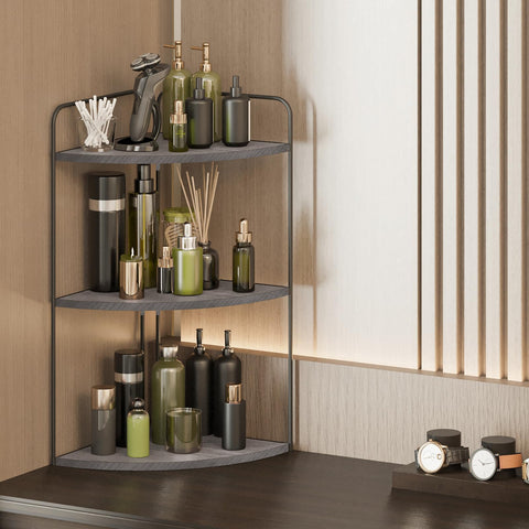 Forest Angle size comparison beside toothbrush holder showing compact footprint that saves counter space