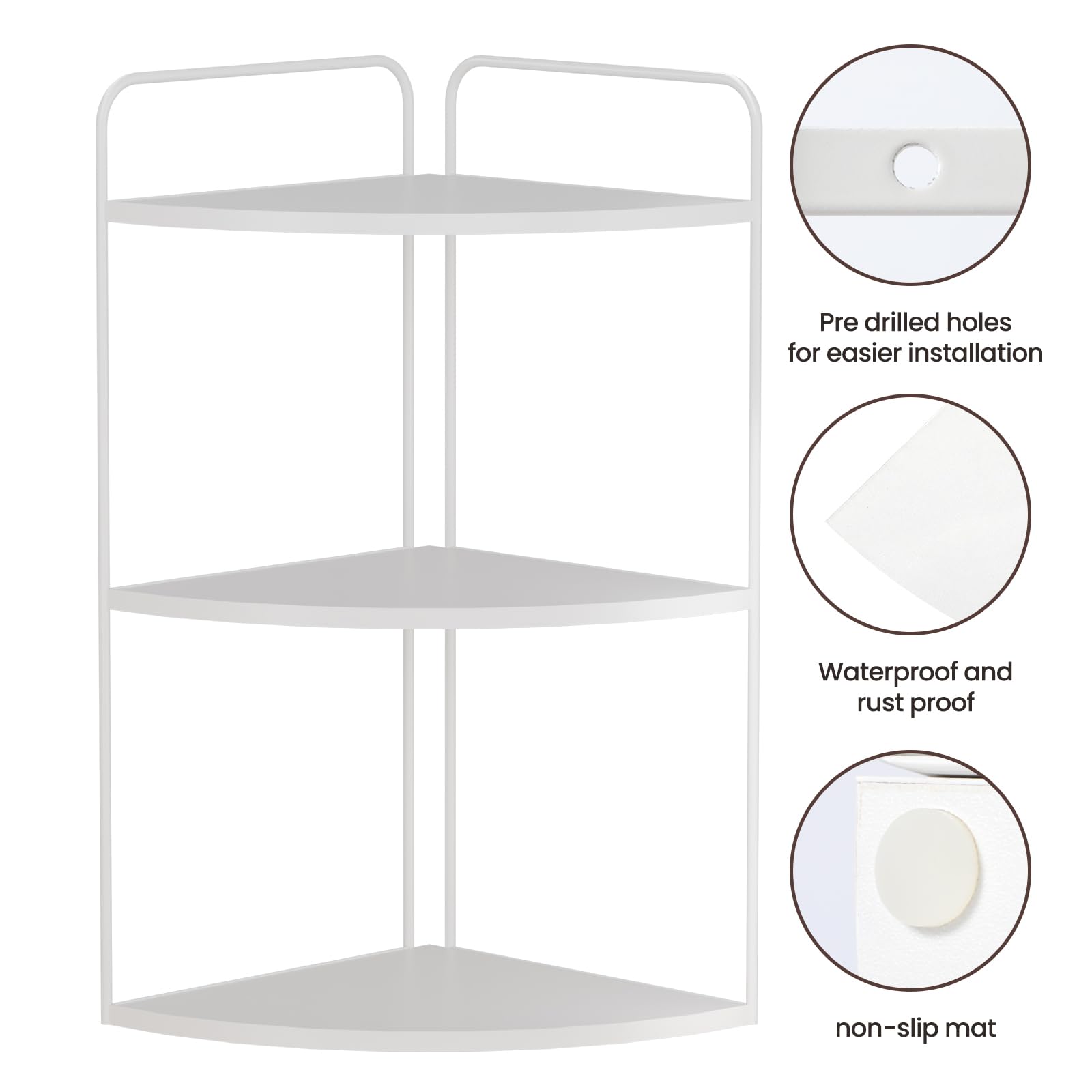 Forest Angle close-up of waterproof wood grain shelf highlighting durability