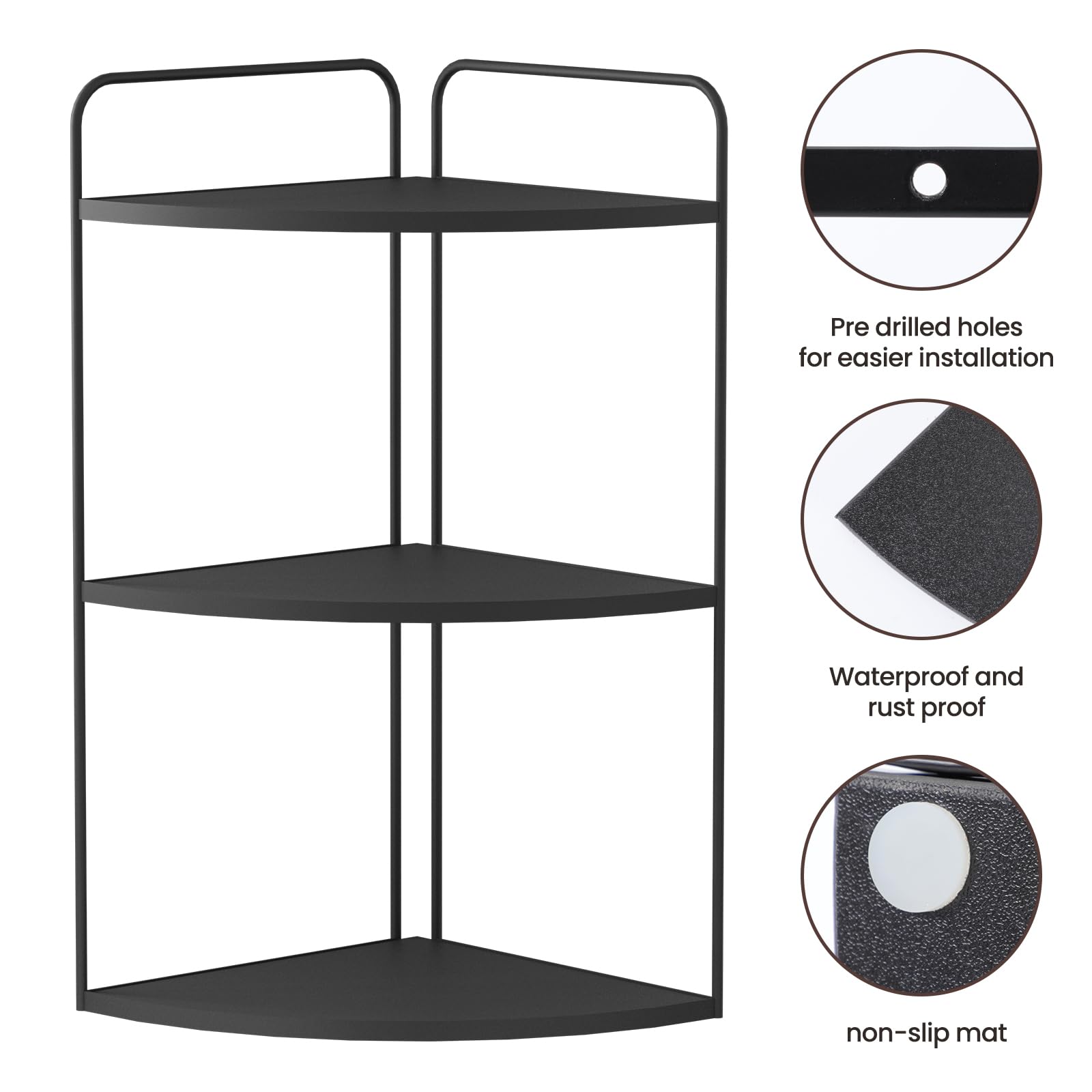 Forest Angle close-up of waterproof solid wood shelf highlighting grain and durability