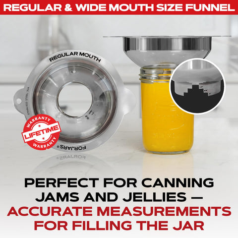 FORJARS funnel set on kitchen counter with ingredients, tidy transfer benefit