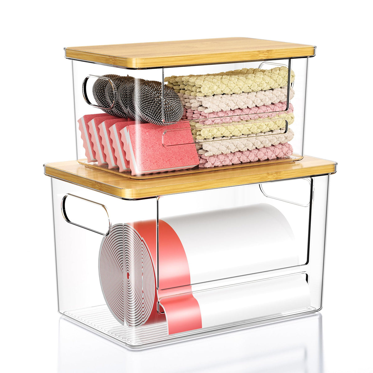 foroyalife clear dispenser front view shows tidy storage benefit