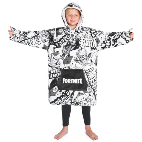 Fortnite front view wearable blanket showing design and cozy fit