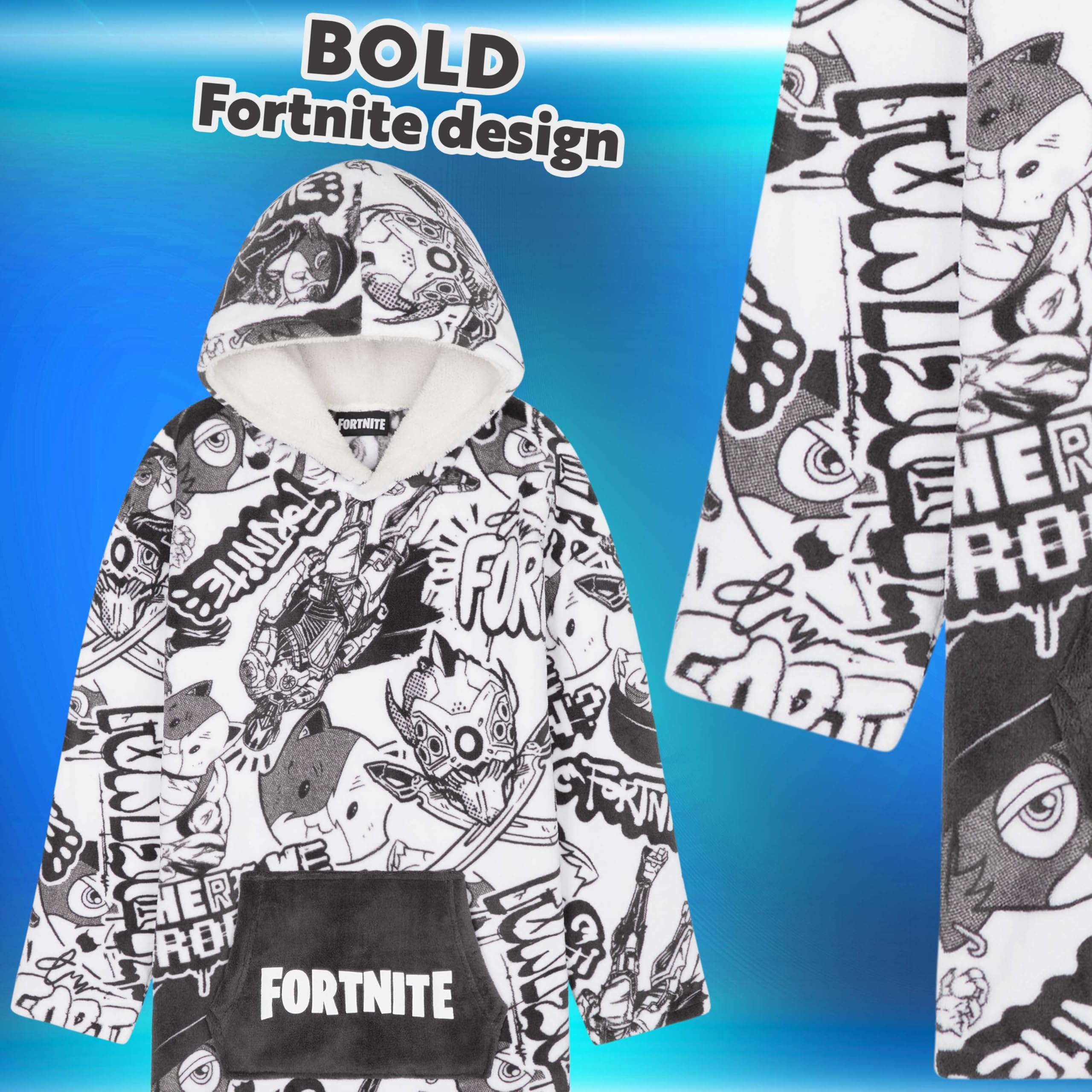 Fortnite sherpa-lined hood closeup showing plush head comfort