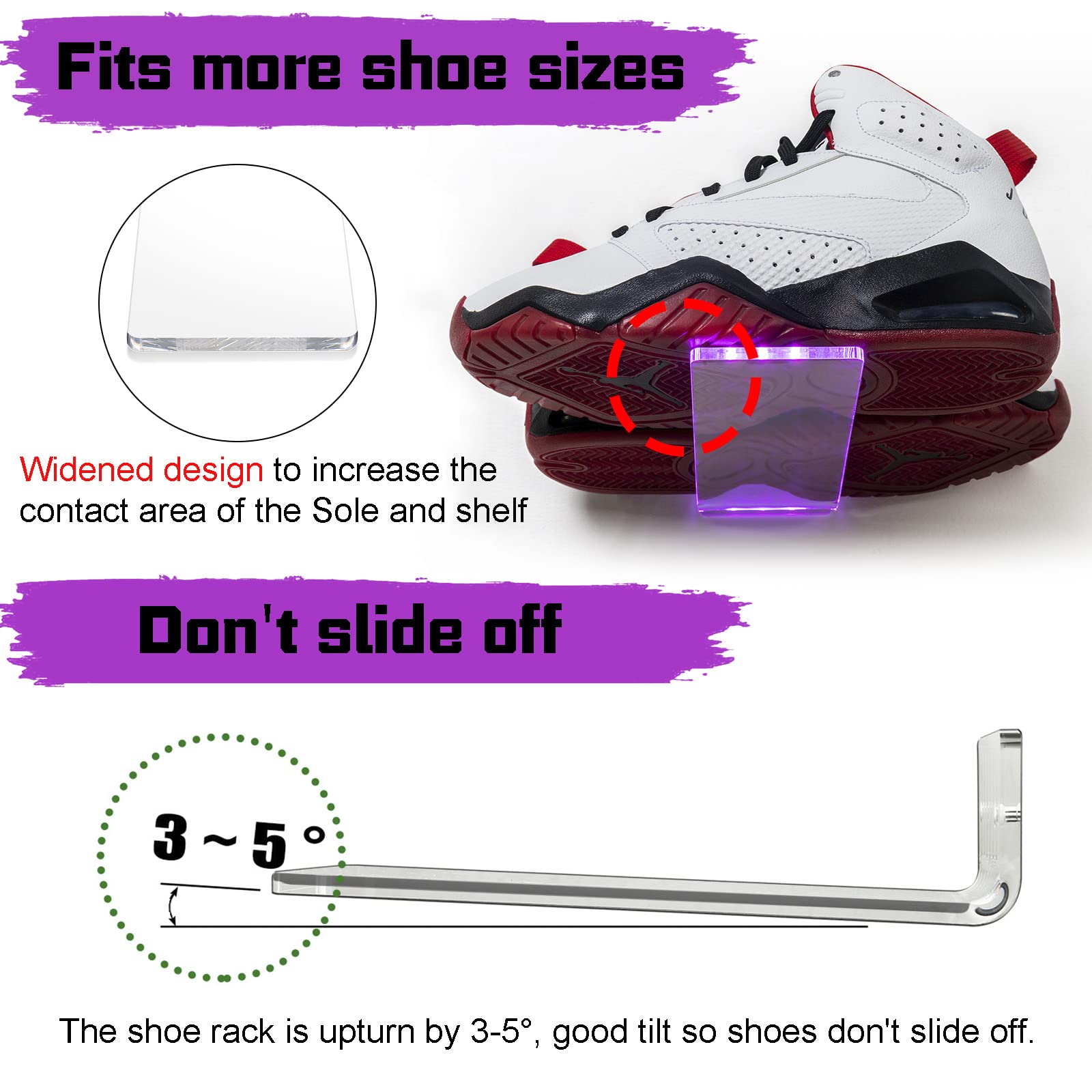 Forzacx shelf with sneaker in use showing clear levitating visual effect