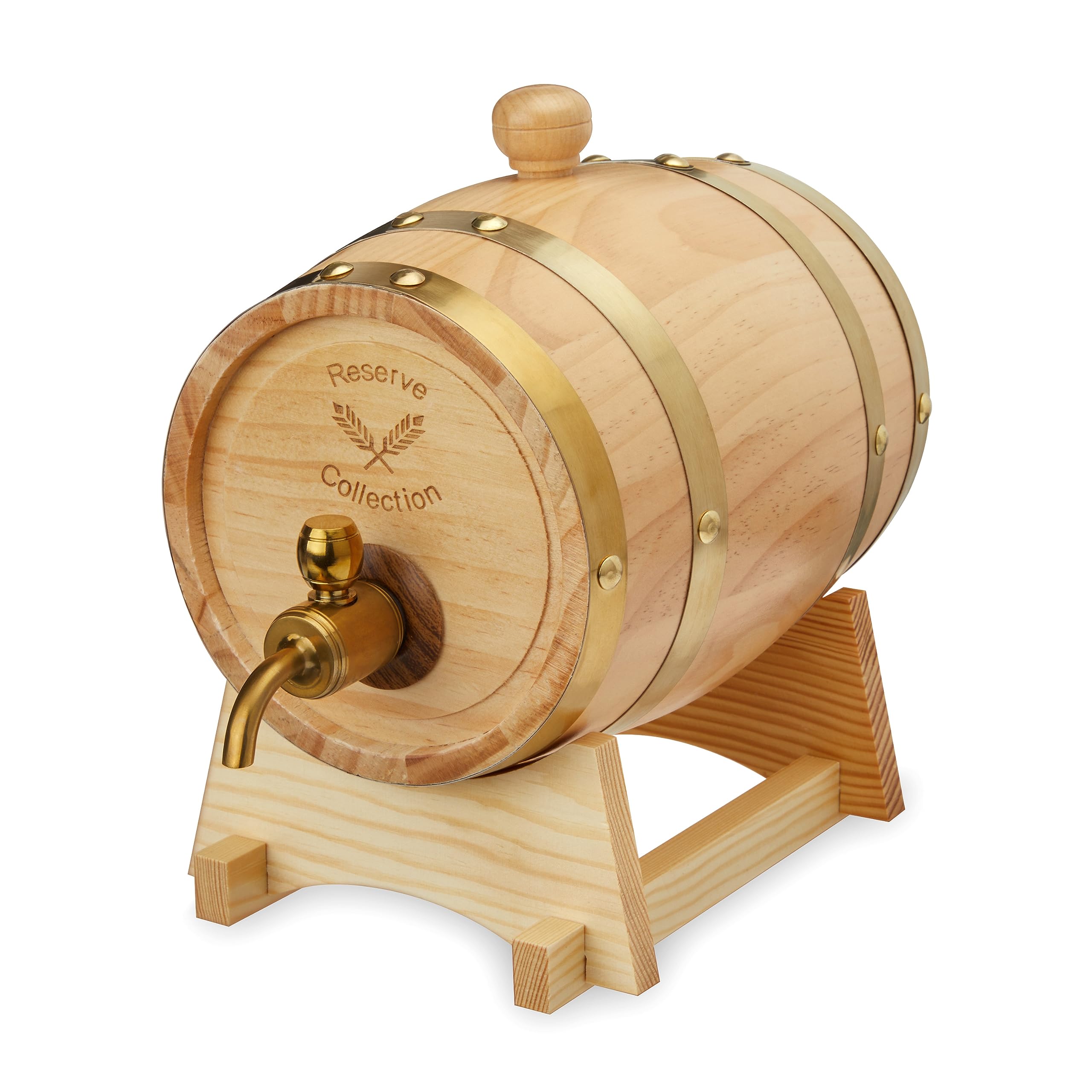 Foster & Rye front view barrel on stand shows vintage look and easy serving