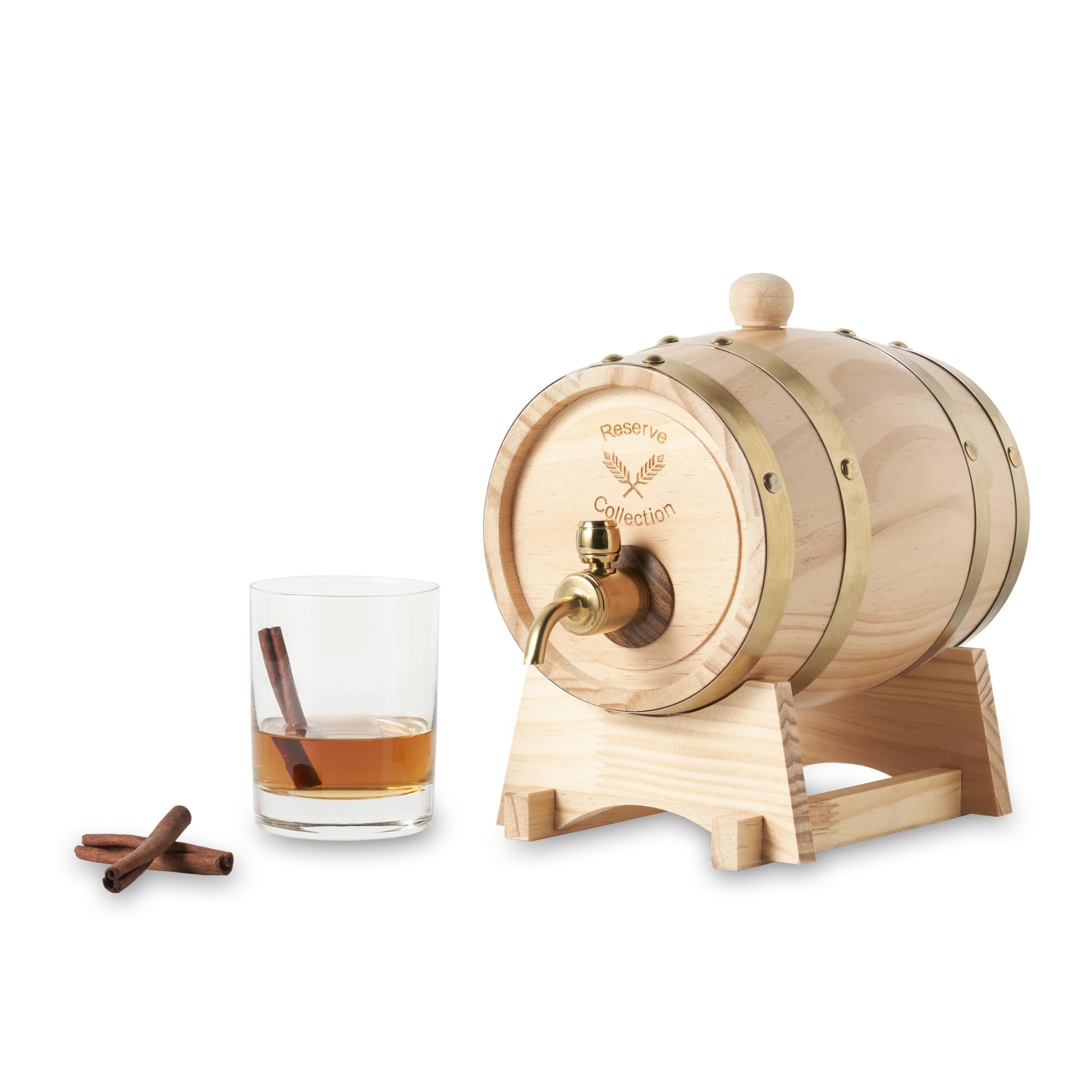 Foster & Rye barrel beside 750mL bottle for accurate size and capacity