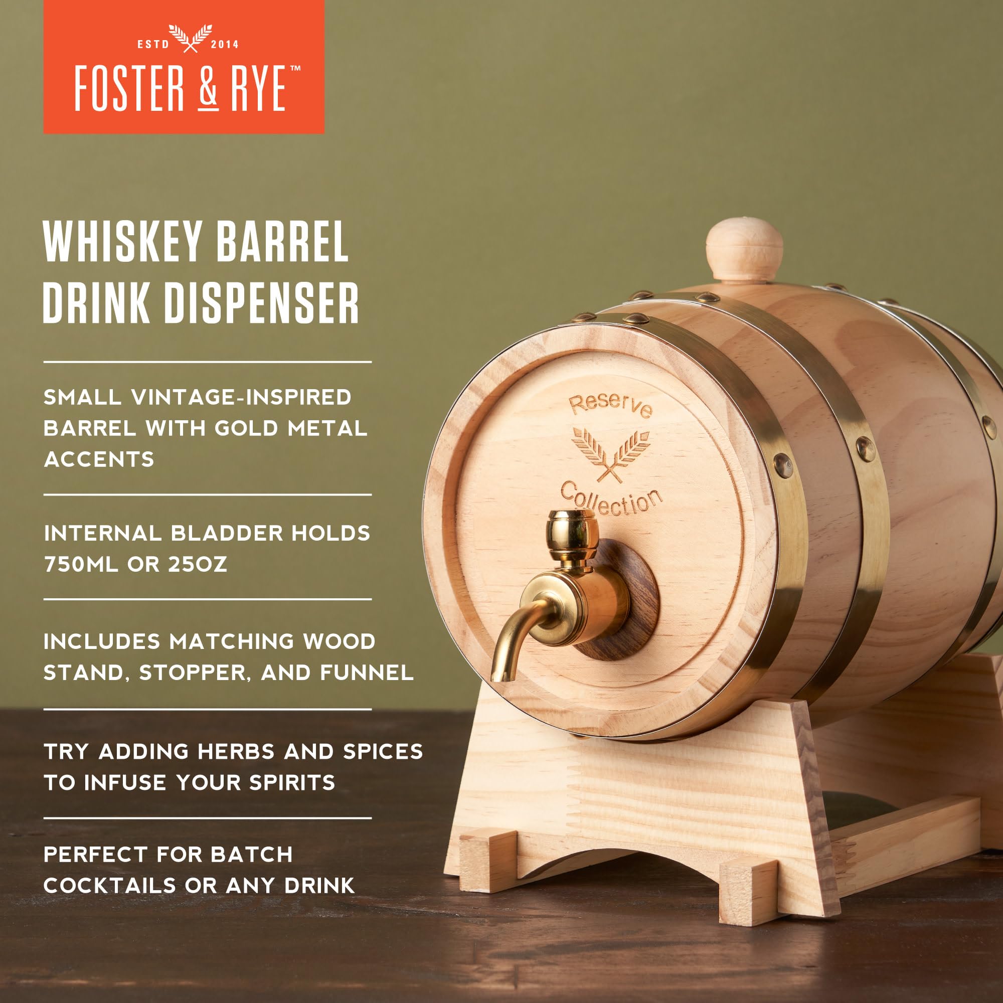 Foster & Rye closeup of spigot highlighting leak-free pouring benefit