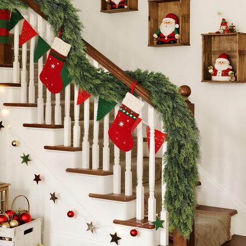FOTEEWL garland draped over mantel creating instant festive atmosphere