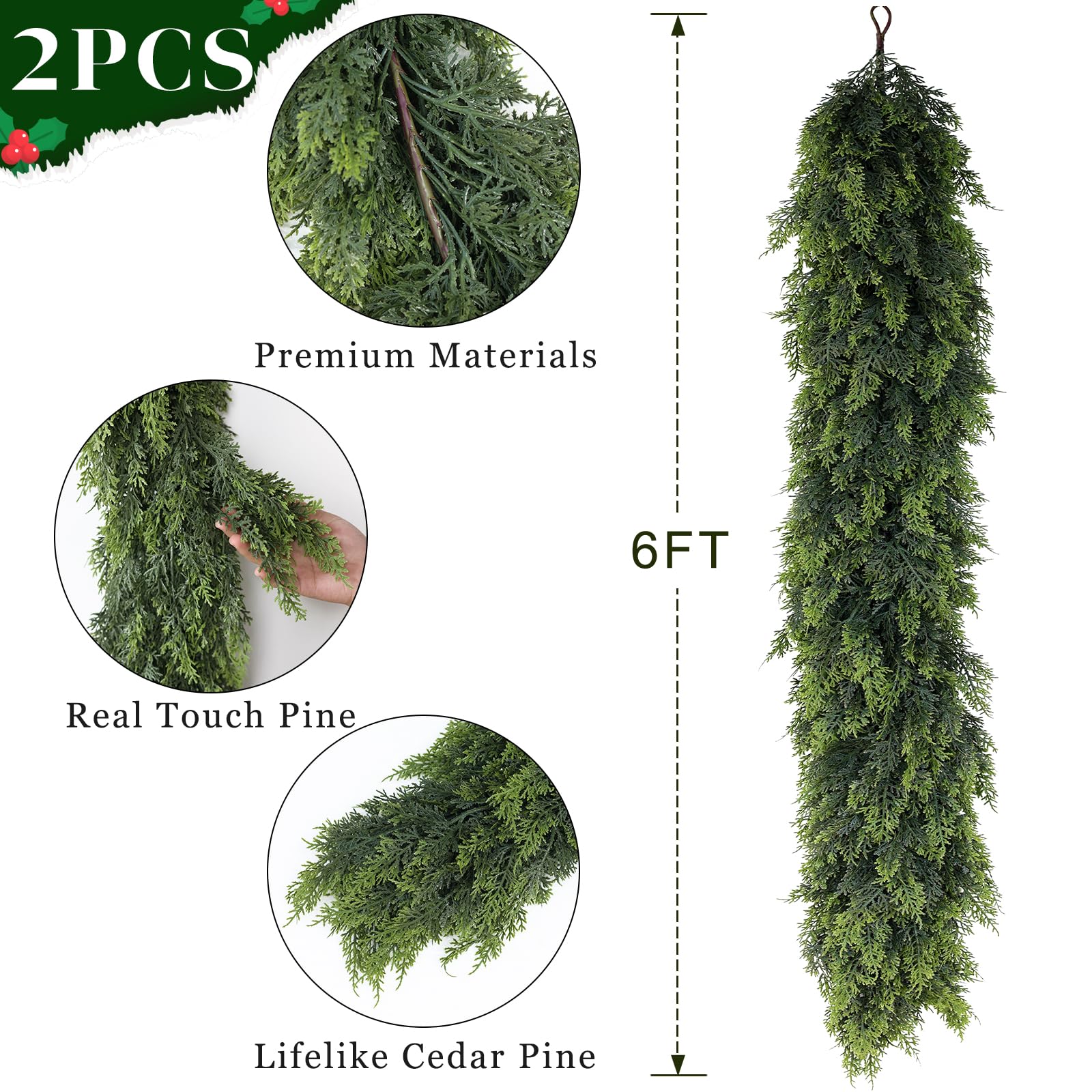 FOTEEWL garland next to ruler demonstrating true 6-foot length
