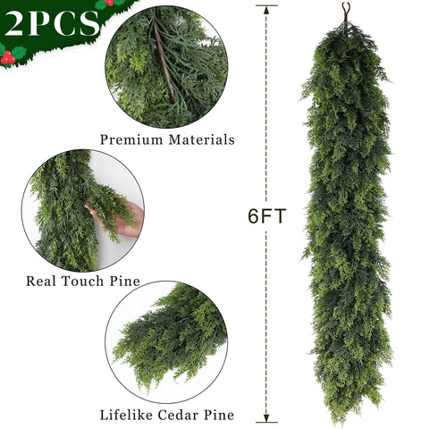 FOTEEWL garland next to ruler demonstrating true 6-foot length