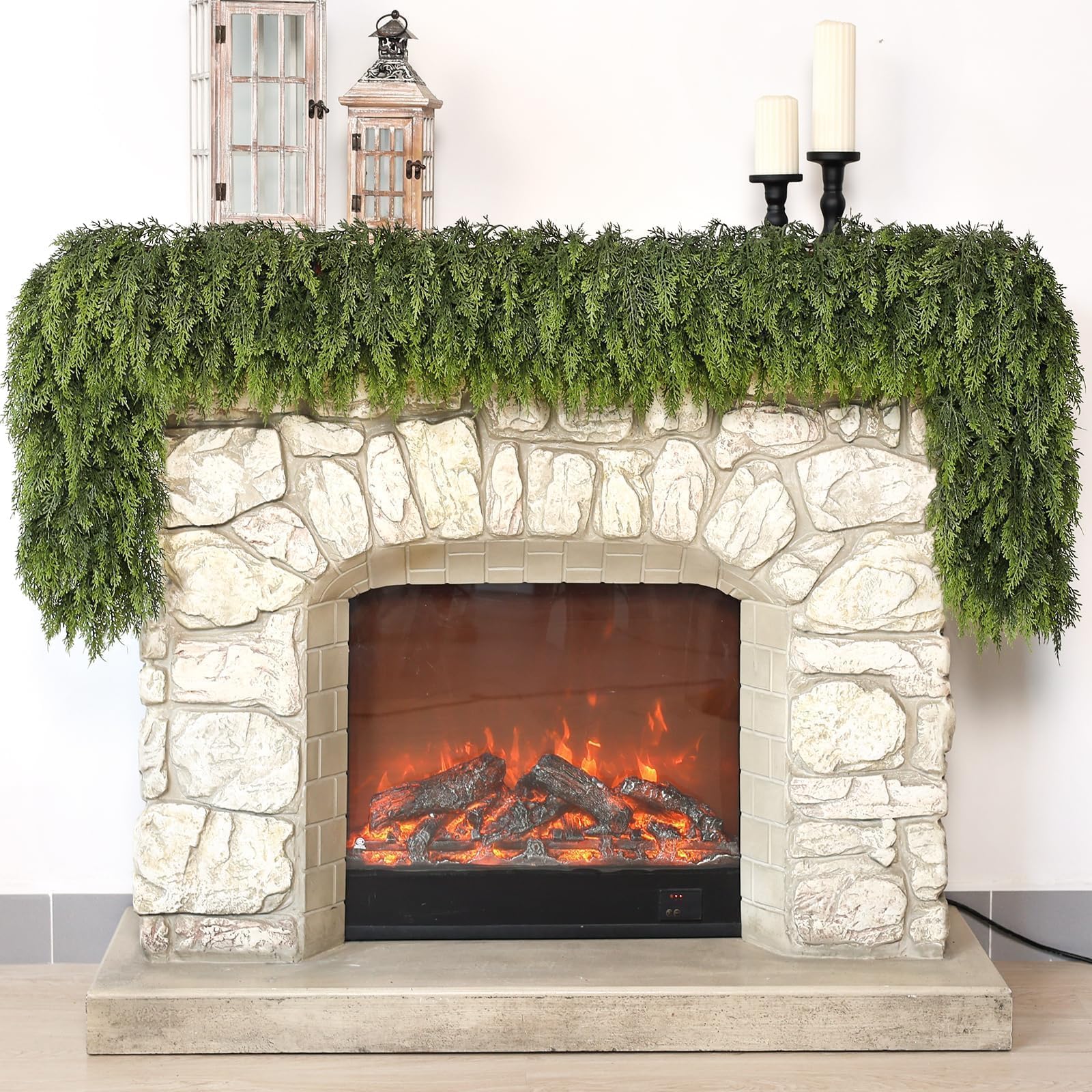 FOTEEWL garland beside a ruler to show accurate 9-foot scale