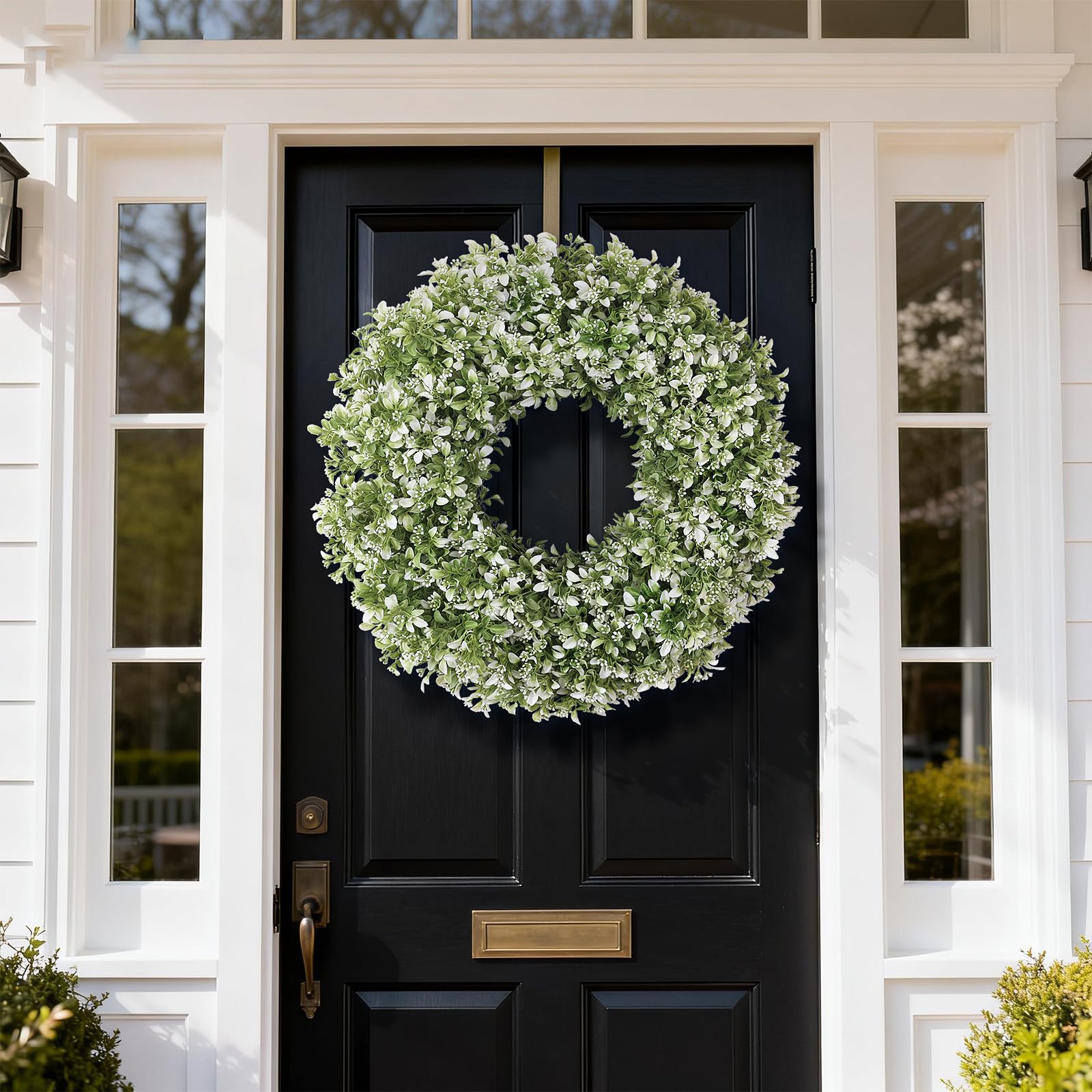 FOTEEWL wreath decorated with ribbon and berries for seasonal styling