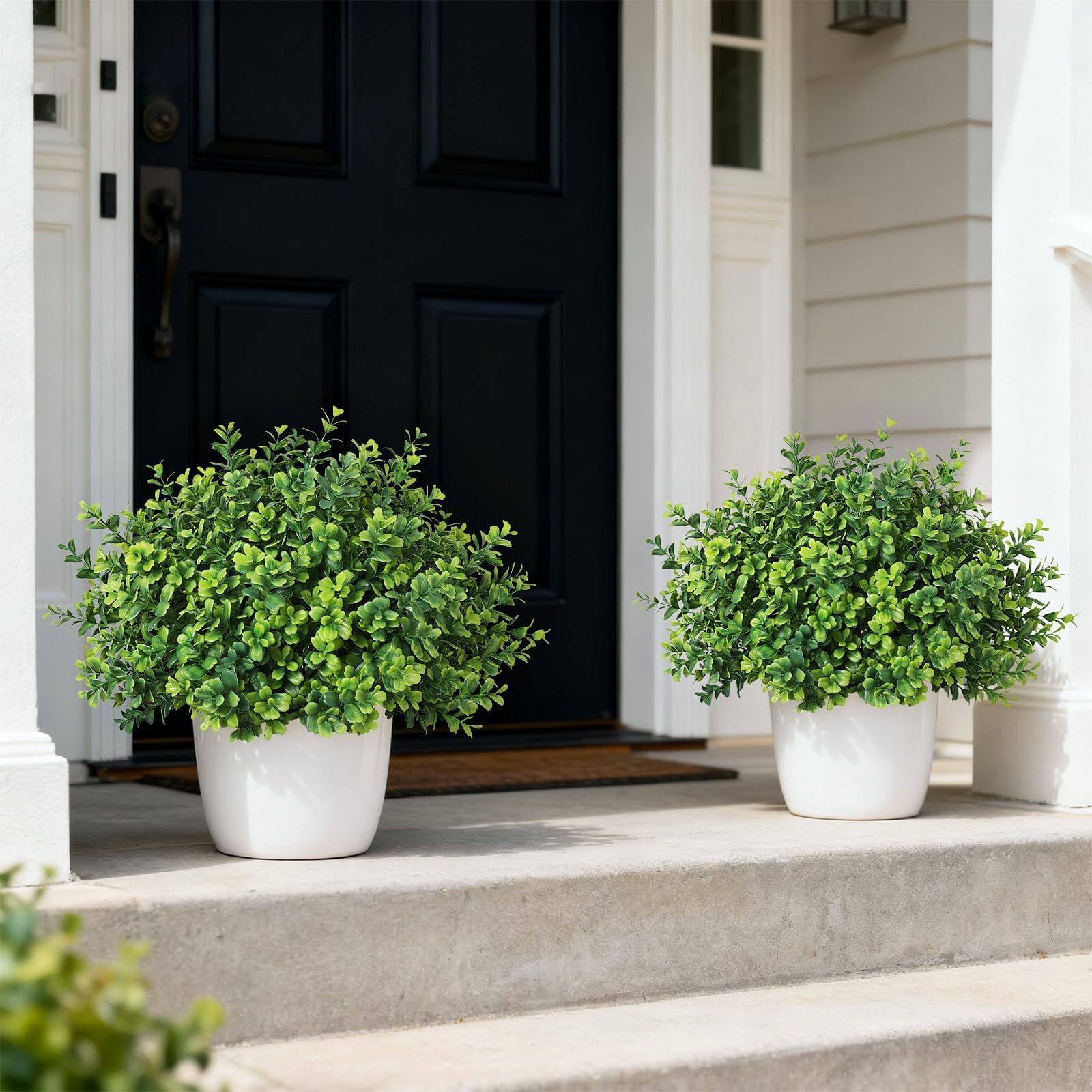 FOTEEWL topiary pair styled on a front doorstep to frame an entryway