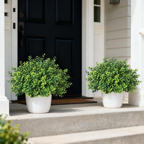 FOTEEWL topiary pair styled on a front doorstep to frame an entryway
