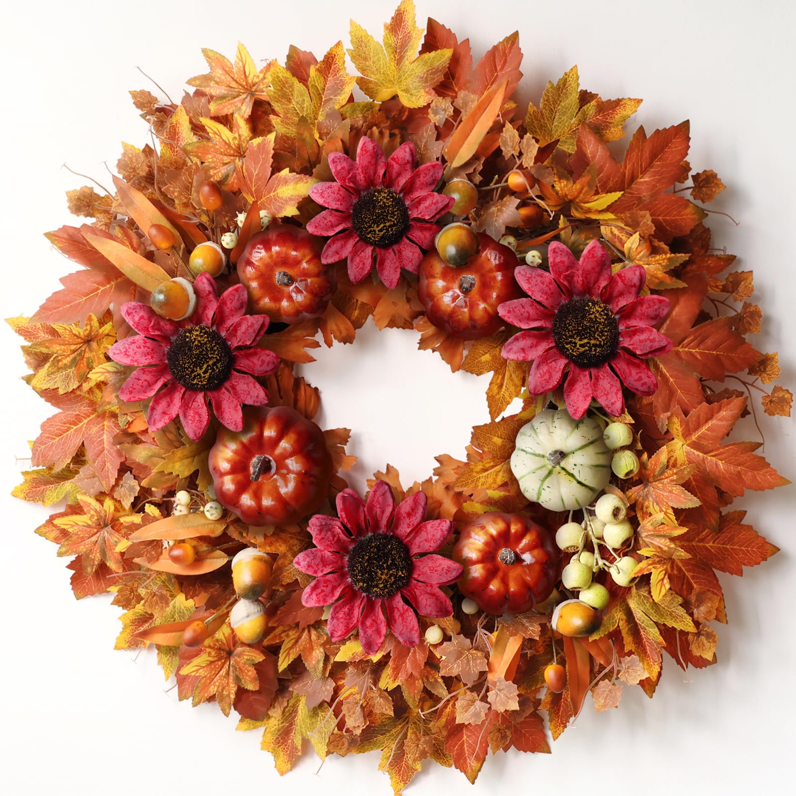 FOTEEWL front view fall wreath showing vibrant entrance appeal
