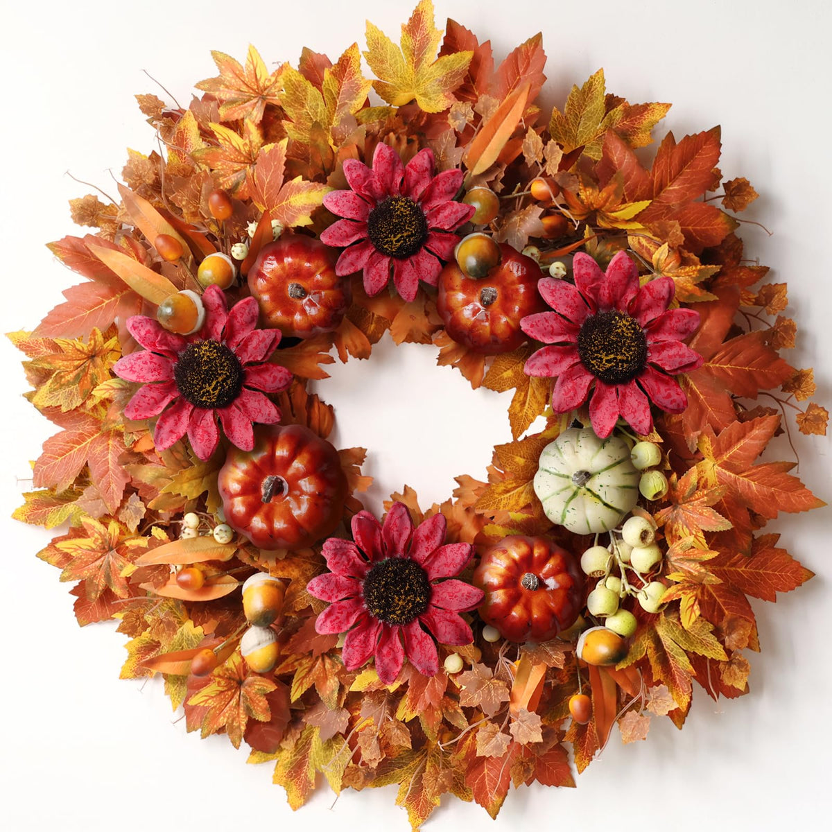 FOTEEWL front view fall wreath showing vibrant entrance appeal