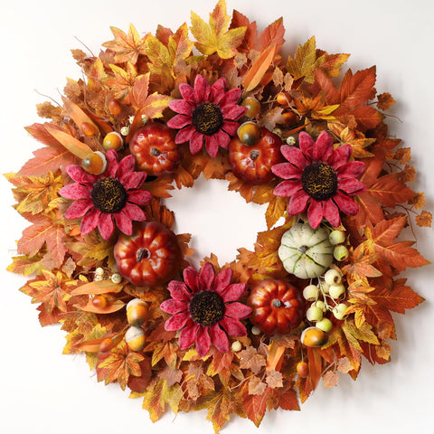 FOTEEWL front view fall wreath showing vibrant entrance appeal
