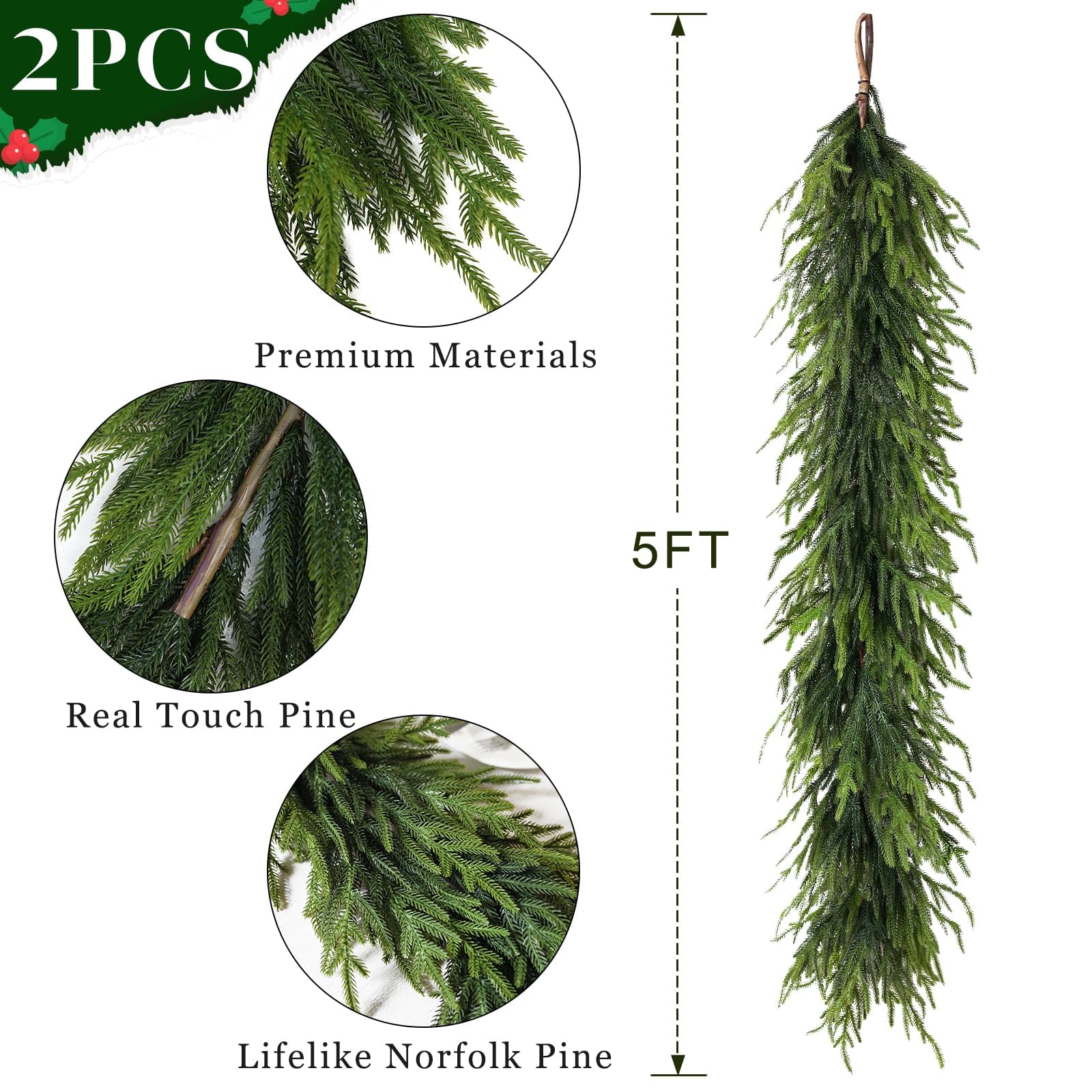 FOTEEWL garland secured to stair railing adding durable seasonal greenery