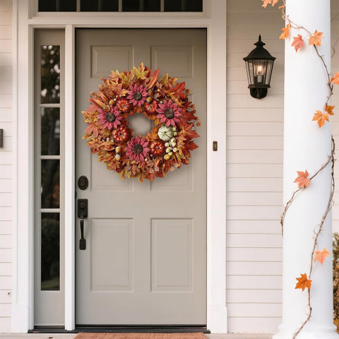 FOTEEWL wreath in doorway lifestyle display providing welcoming atmosphere