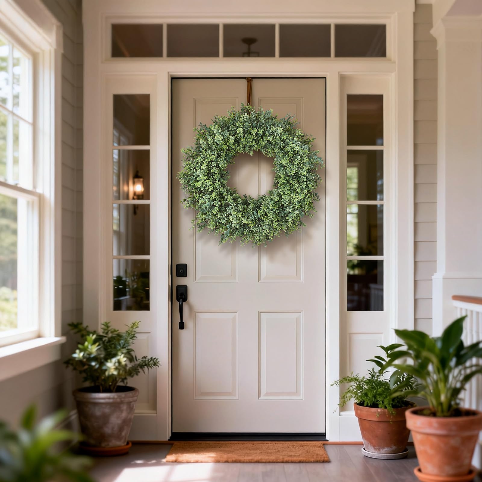 FOTEEWL wreath on living room wall creating natural focal point