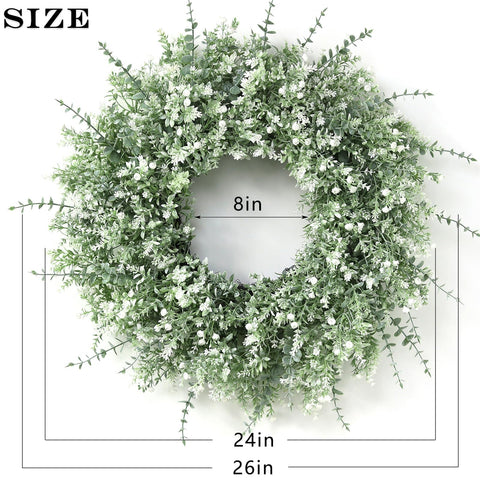 FOTEEWL wreath hung on wooden door demonstrating finished styling benefit