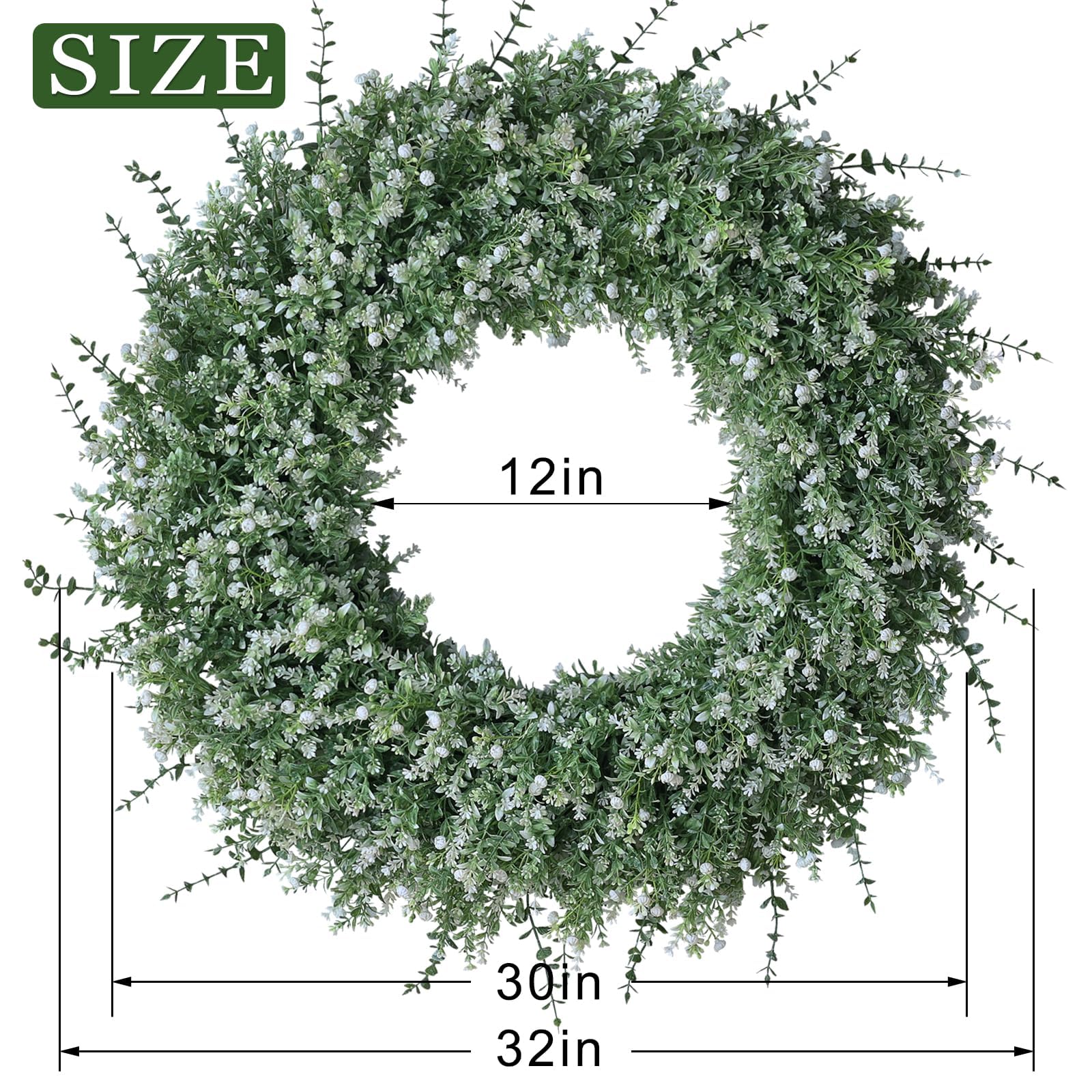 FOTEEWL wreath beside a standard door for size and scale reference