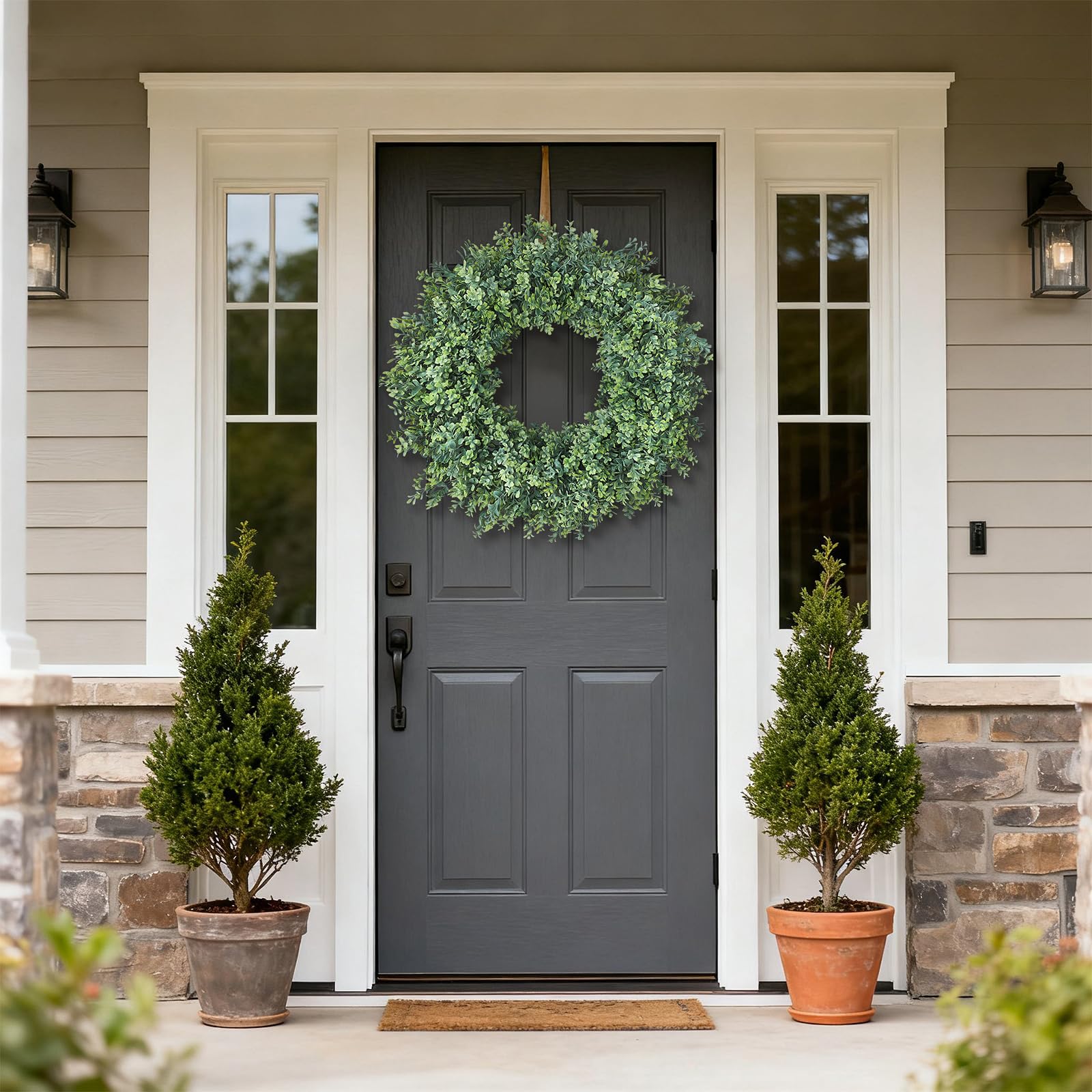 FOTEEWL wreath side profile displaying dense layered foliage