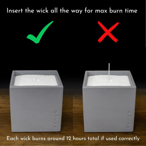 Foton candle staged in bathroom for spa-like atmosphere and subtle evergreen scent