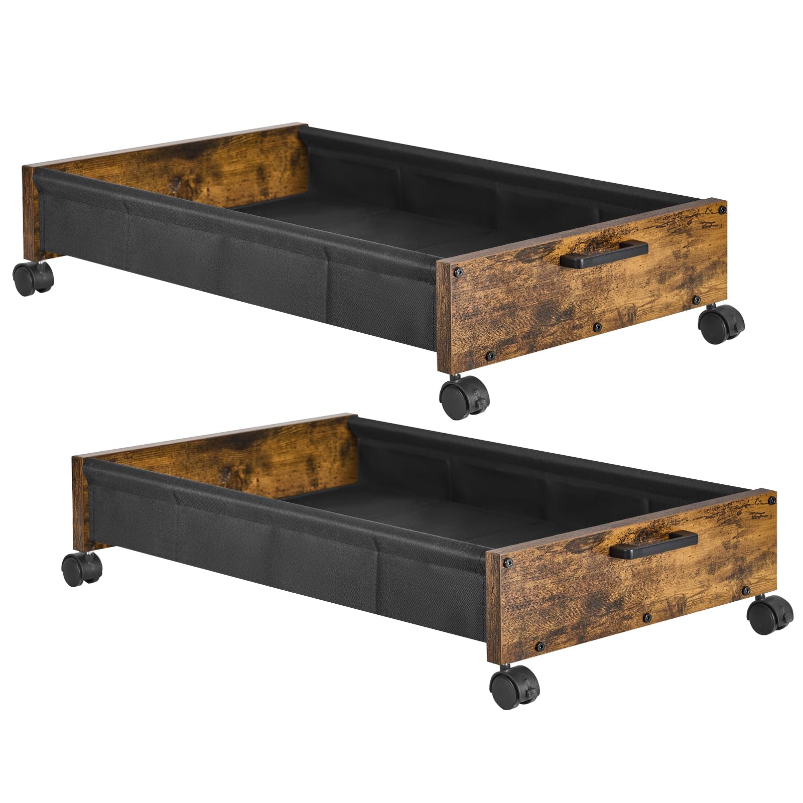FOUCSSOMEI front view of under-bed drawers showing organized storage benefit
