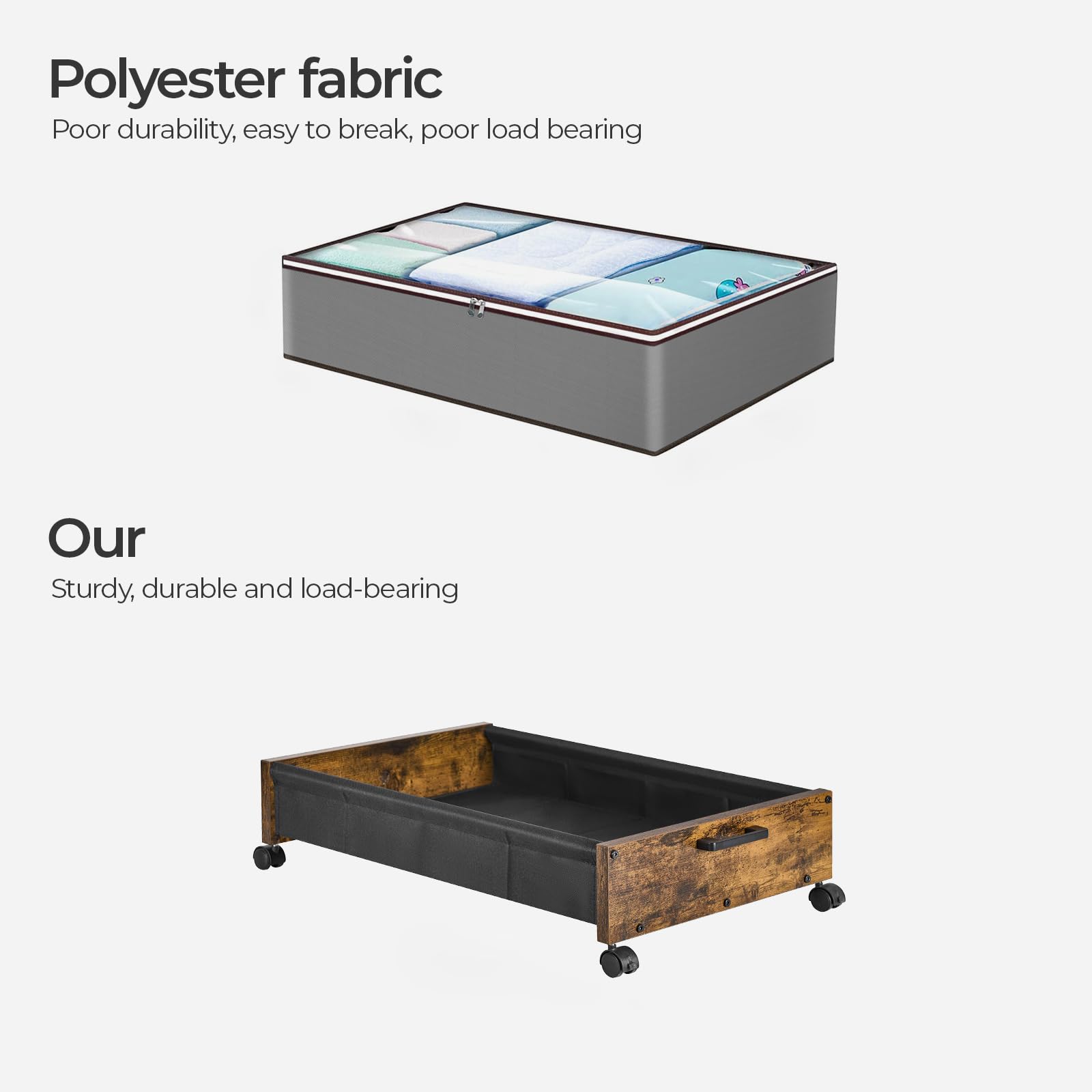 FOUCSSOMEI drawer beside shoe and foot demonstrating size and scale benefit