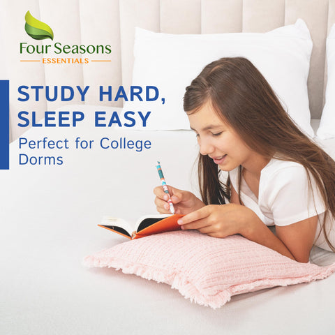 Four Seasons Essentials mattress in bedroom lifestyle scene conveying clean, protected sleep