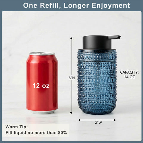 Two FOVCENT bottles side-by-side illustrating 14 oz scale and refill capacity
