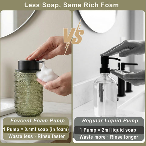 Hand holding FOVCENT bottle showing 14 oz scale and comfortable handling