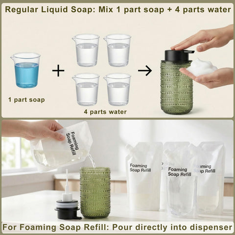 FOVCENT dispensers staged in bathroom displaying coordinated farmhouse-modern decor
