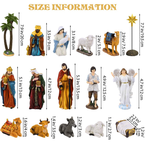 Fovths arranged figurines grouped as a complete nativity scene for tabletop display