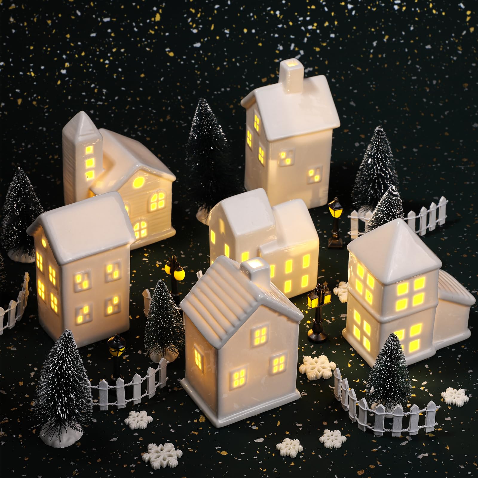Fovths resin figurines and snowflakes showing handcrafted detail and texture