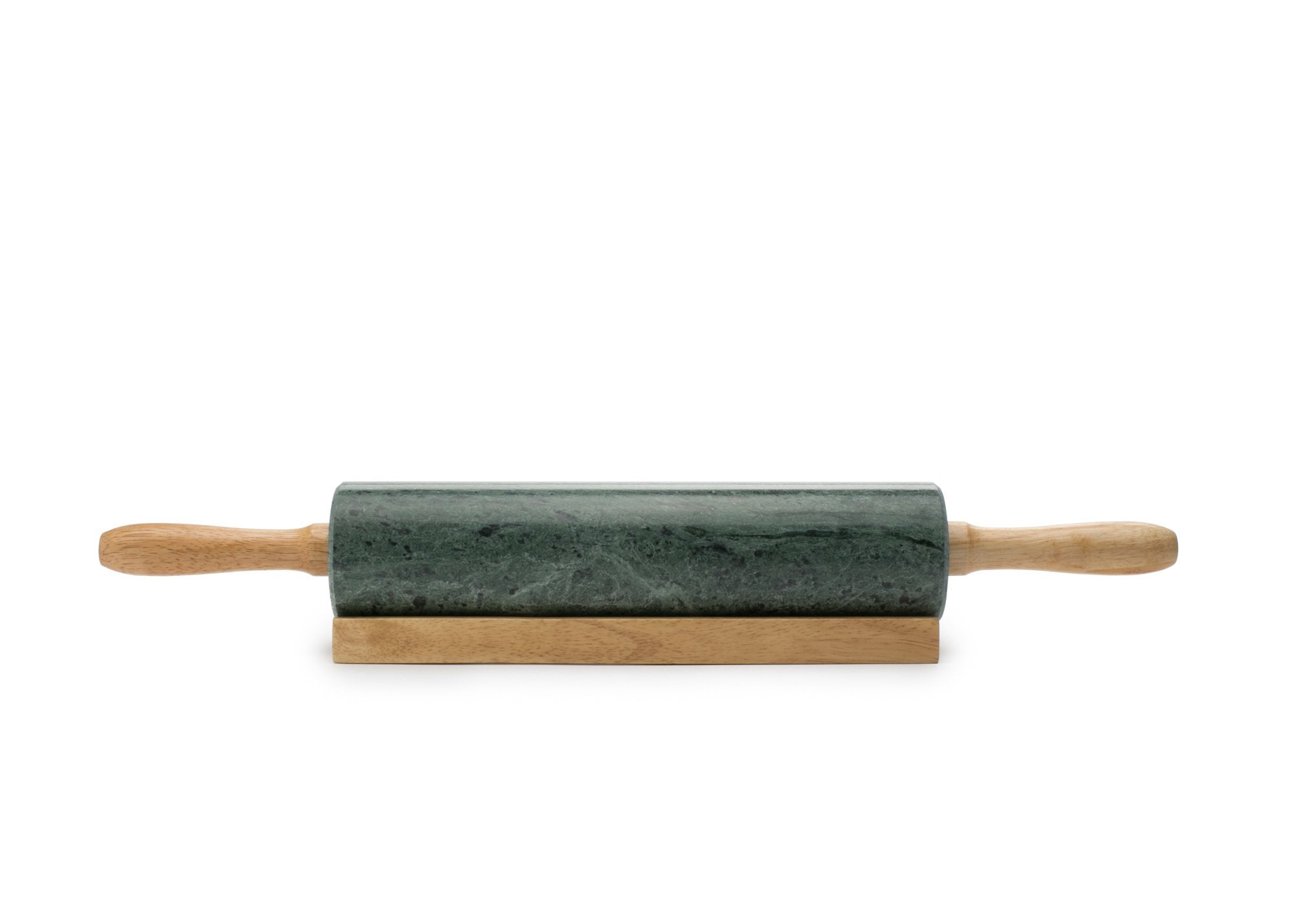 Fox Run rolling pin in use flattening dough to help create even pastry and crusts