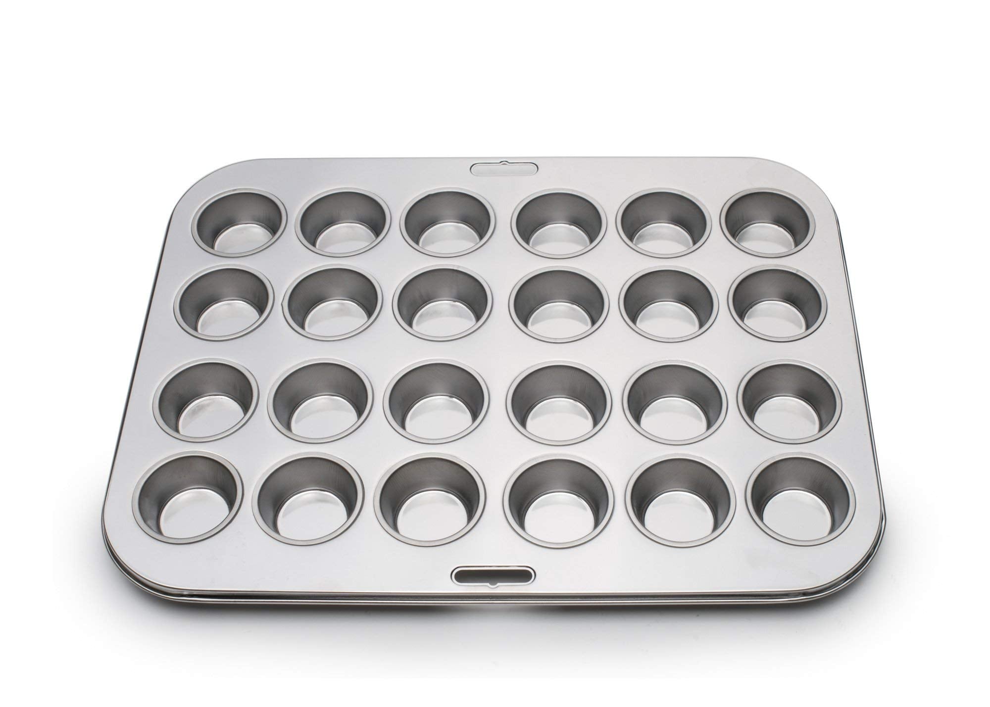 Fox Run pan in use with baked mini cupcakes demonstrating consistent browning and portion control