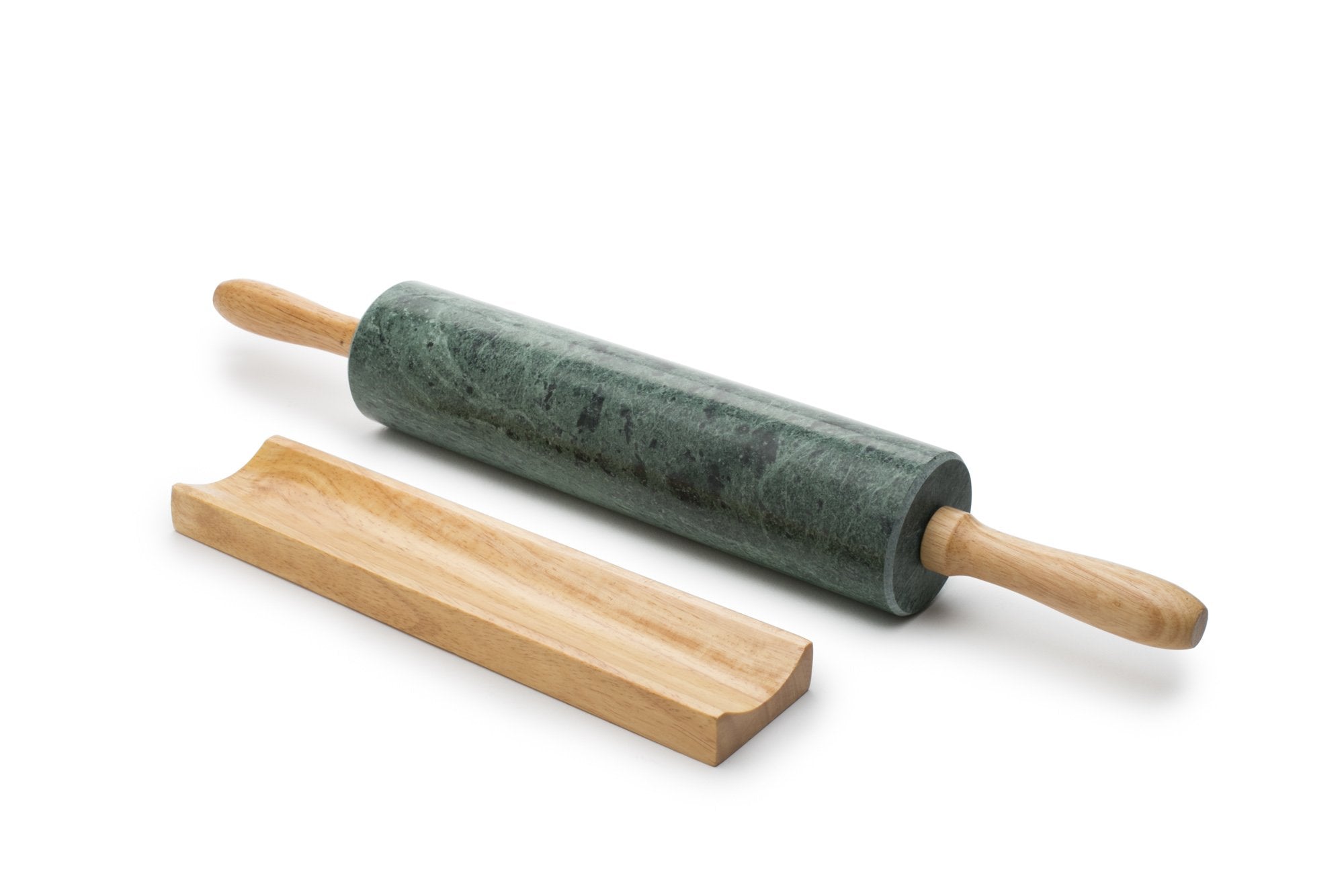 Fox Run rolling pin stored on a kitchen countertop showing neat storage and easy access