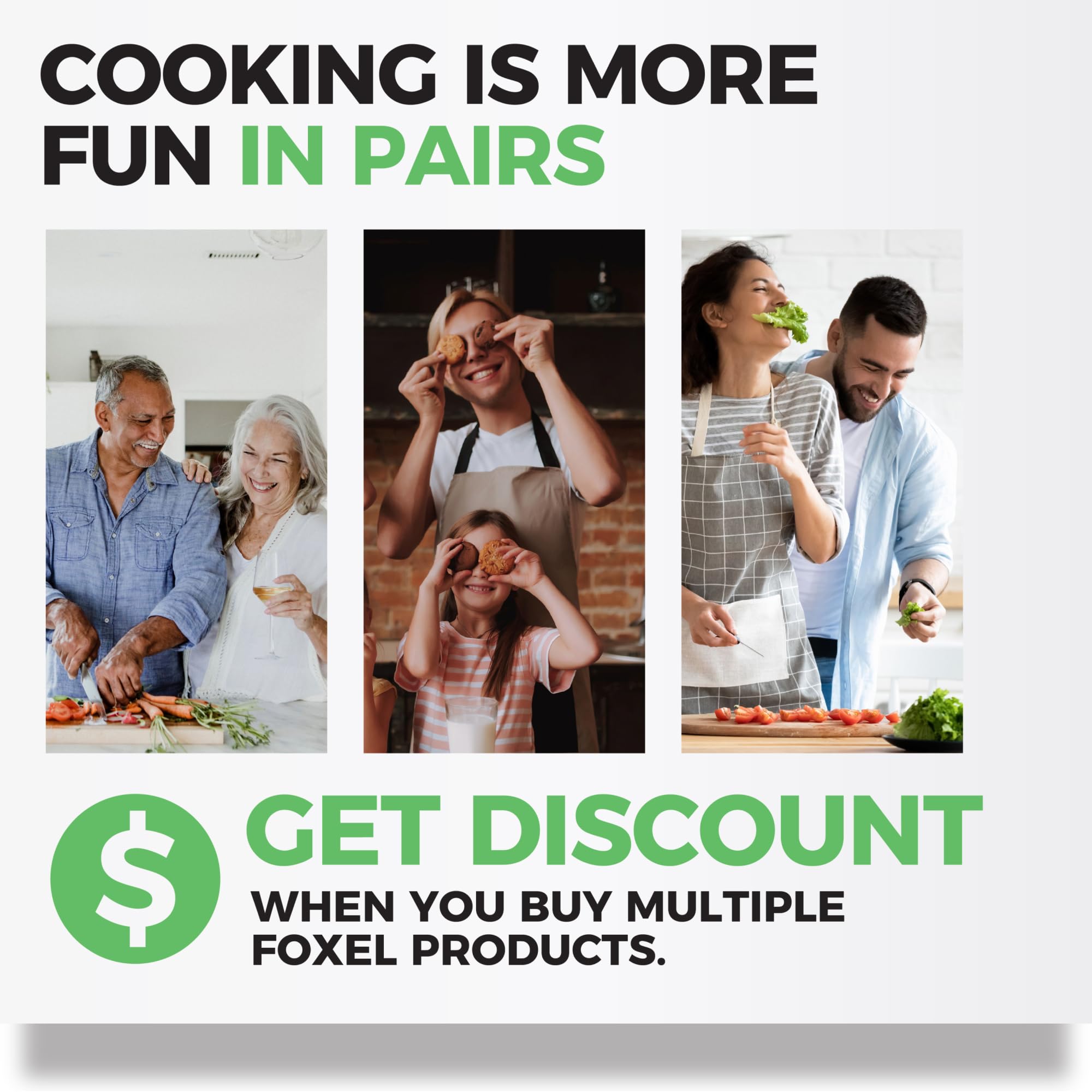 FOXEL notched edge seating on pan showing fit for 12, 13, and 14-inch sizes