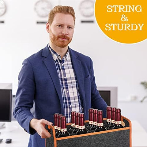 Foyego tote beside wine bottles for scale, fits standard bottles up to 9.5 cm