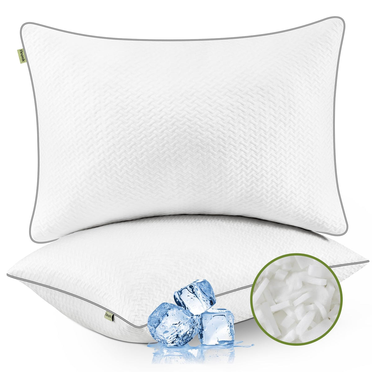 FP FLEXPEDIC front view of queen pillow set showing packaging and cool comfort