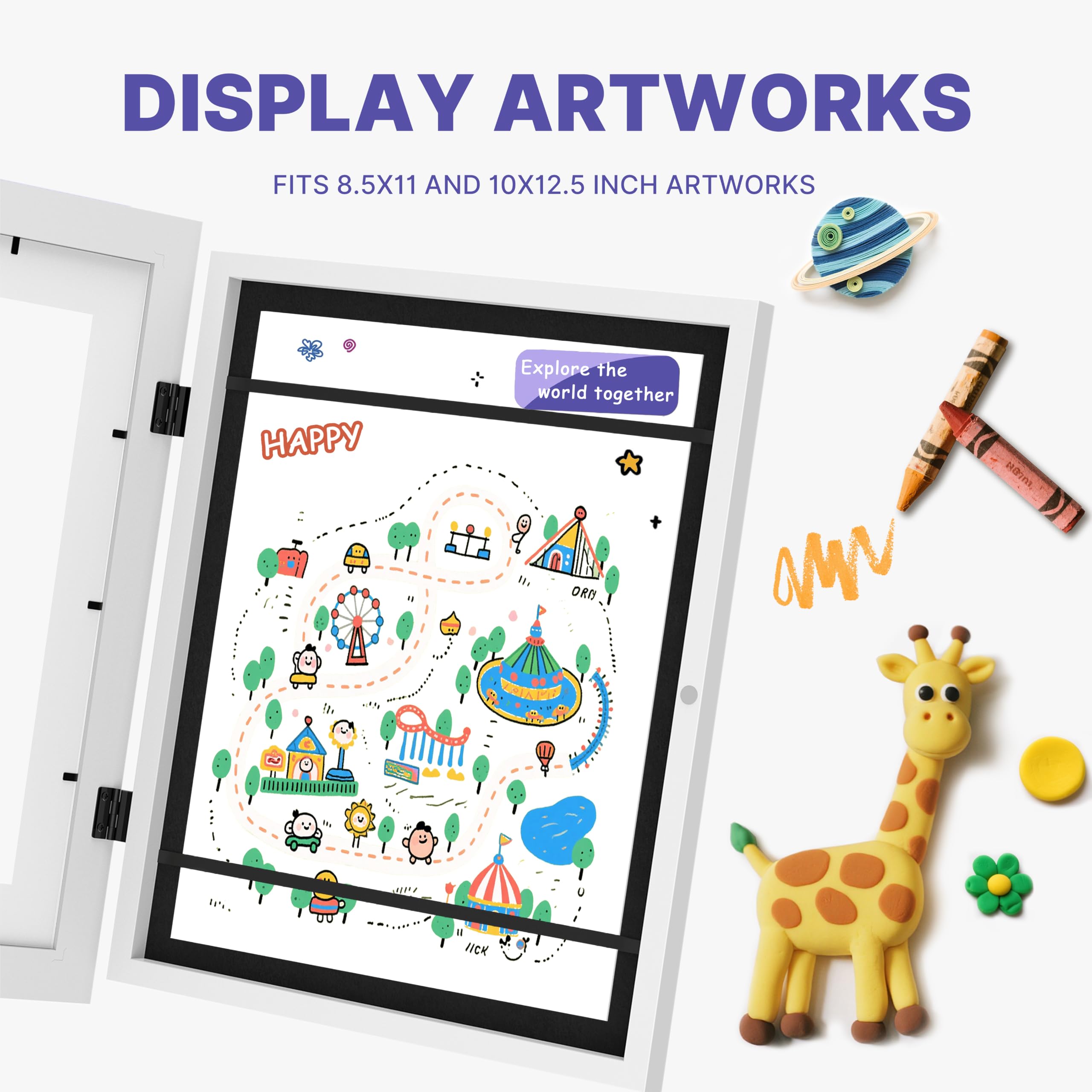 FrameWorks holding layered kids artwork to showcase texture and preserve creativity