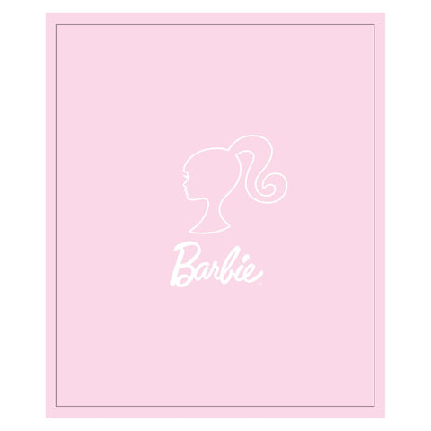 Franco Barbie front view throw draped on sofa showing logo and cozy appeal