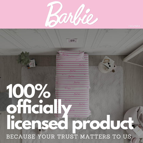 Franco Barbie styled bedroom with set on a made bed, adding playful fashionable ambiance