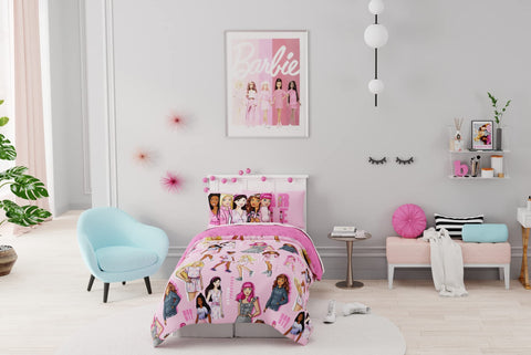 Franco Barbie size and scale on twin bed demonstrating fit and full coverage for planning