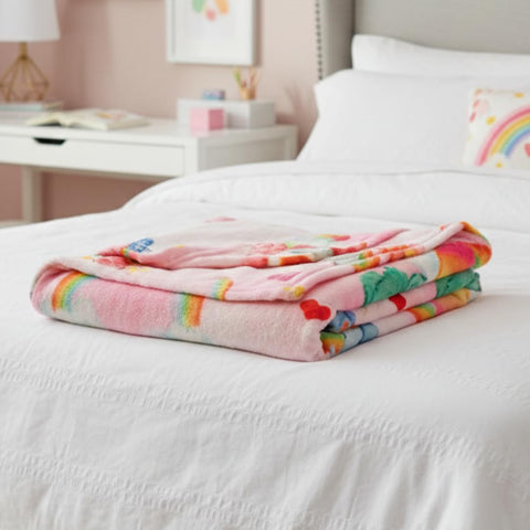 Franco Care Bears draped on bed for comfortable layering and room accent