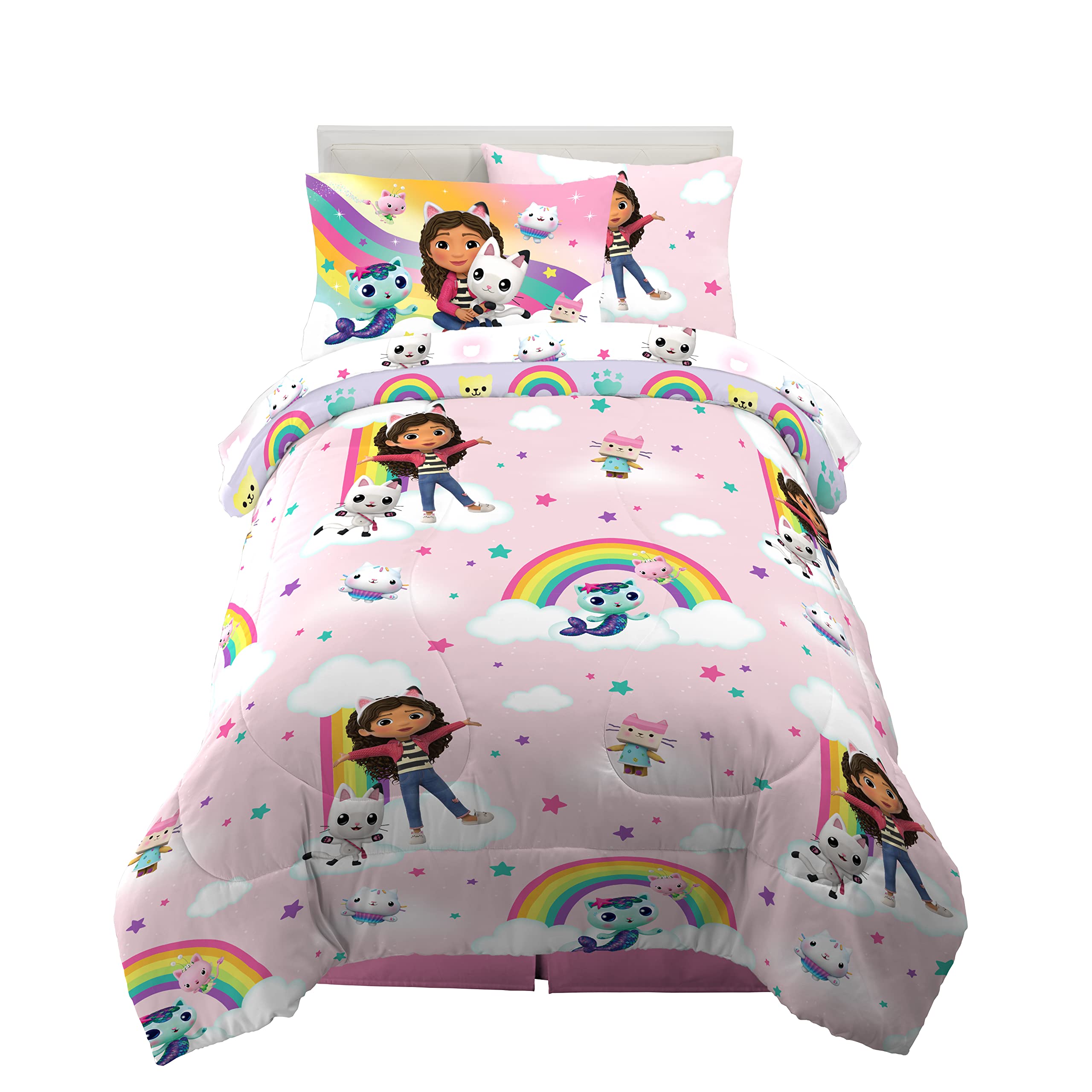 Franco Gabby's Dollhouse front view showing full bedding set and bright characters